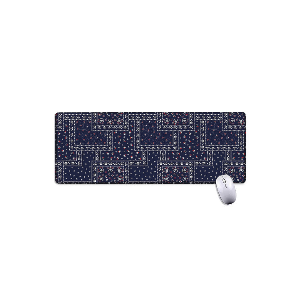 Blue Floral Patchwork Pattern Print Extended Mouse Pad