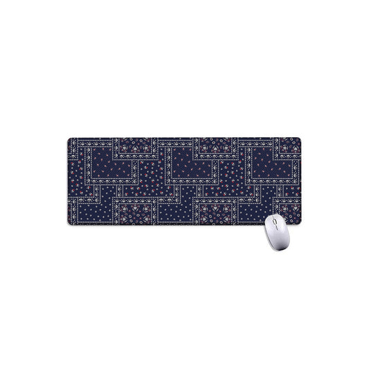 Blue Floral Patchwork Pattern Print Extended Mouse Pad