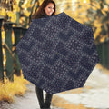 Blue Floral Patchwork Pattern Print Foldable Umbrella