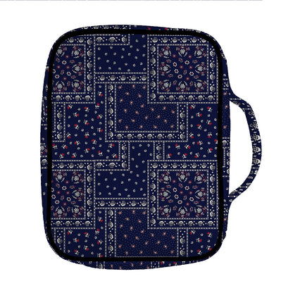 Blue Floral Patchwork Pattern Print Front Pocket Bible Bag
