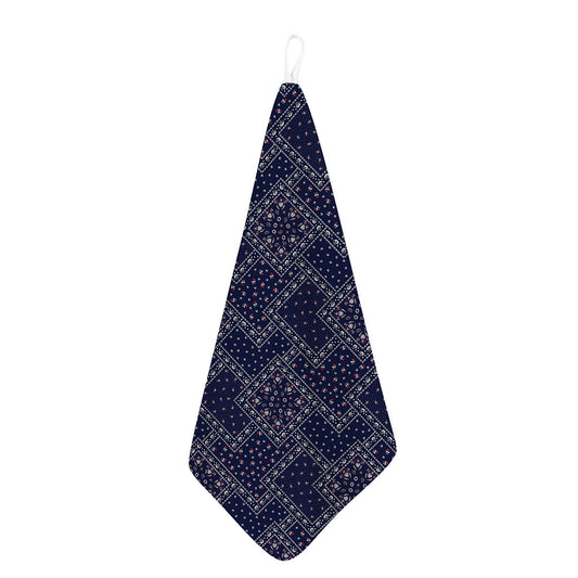 Blue Floral Patchwork Pattern Print Hand Towel