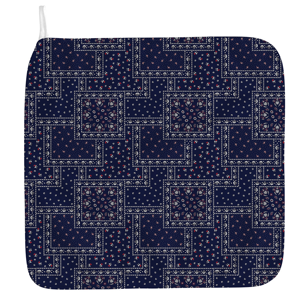 Blue Floral Patchwork Pattern Print Hand Towel