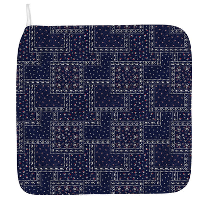 Blue Floral Patchwork Pattern Print Hand Towel