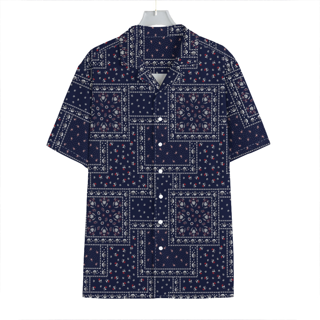 Blue Floral Patchwork Pattern Print Hawaiian Shirt