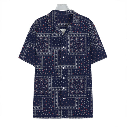 Blue Floral Patchwork Pattern Print Hawaiian Shirt