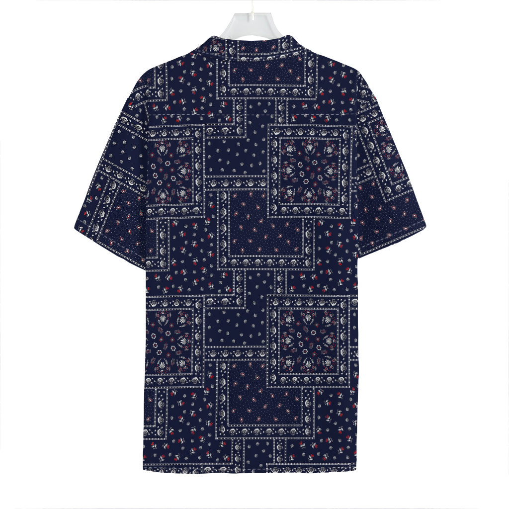 Blue Floral Patchwork Pattern Print Hawaiian Shirt