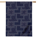 Blue Floral Patchwork Pattern Print House Flag