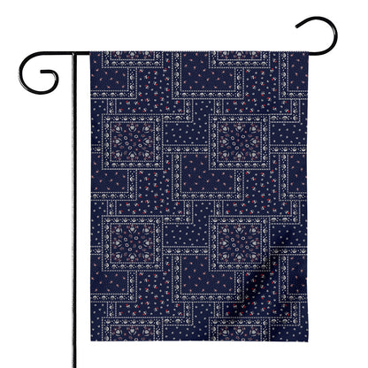 Blue Floral Patchwork Pattern Print House Flag