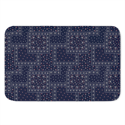 Blue Floral Patchwork Pattern Print Indoor Door Mat