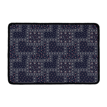 Blue Floral Patchwork Pattern Print Kitchen Mat