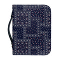 Blue Floral Patchwork Pattern Print Leather Bible Cover