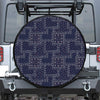 Blue Floral Patchwork Pattern Print Leather Spare Tire Cover