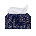 Blue Floral Patchwork Pattern Print Leather Tissue Box Cover