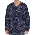Blue Floral Patchwork Pattern Print Long Sleeve Baseball Jersey