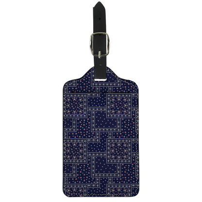 Blue Floral Patchwork Pattern Print Luggage Tag