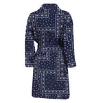 Blue Floral Patchwork Pattern Print Men's Bathrobe