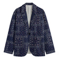 Blue Floral Patchwork Pattern Print Men's Blazer