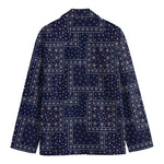 Blue Floral Patchwork Pattern Print Men's Blazer