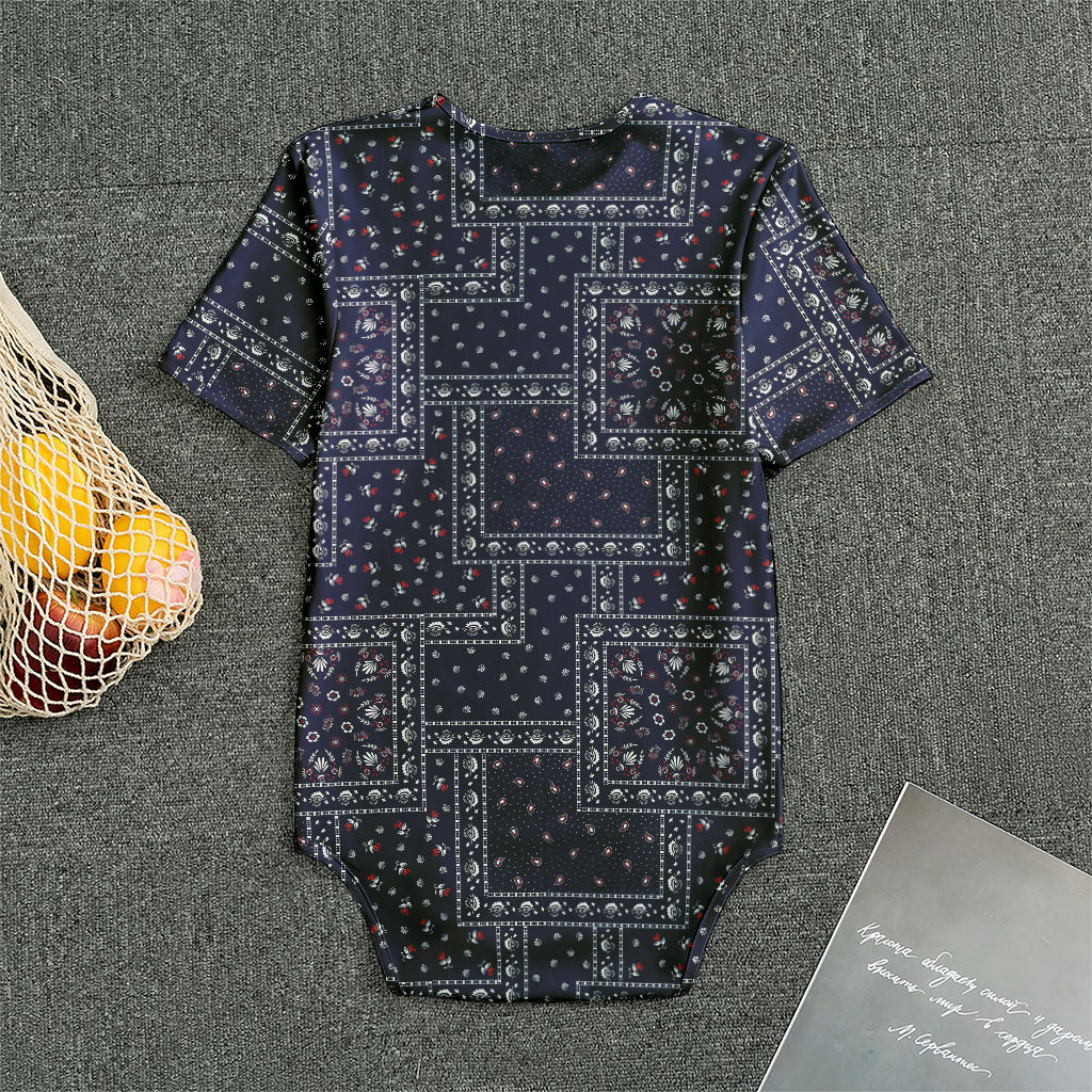 Blue Floral Patchwork Pattern Print Men's Bodysuit