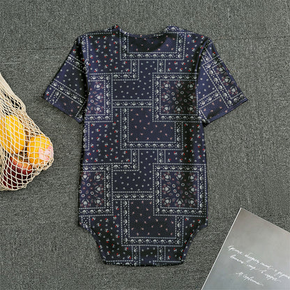 Blue Floral Patchwork Pattern Print Men's Bodysuit