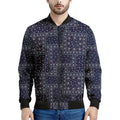 Blue Floral Patchwork Pattern Print Men's Bomber Jacket