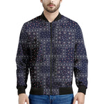Blue Floral Patchwork Pattern Print Men's Bomber Jacket