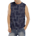 Blue Floral Patchwork Pattern Print Men's Fitness Tank Top