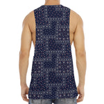 Blue Floral Patchwork Pattern Print Men's Muscle Tank Top