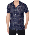Blue Floral Patchwork Pattern Print Men's Shirt