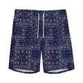 Blue Floral Patchwork Pattern Print Men's Athletic Shorts