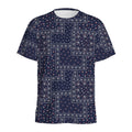 Blue Floral Patchwork Pattern Print Men's Athletic T-Shirt