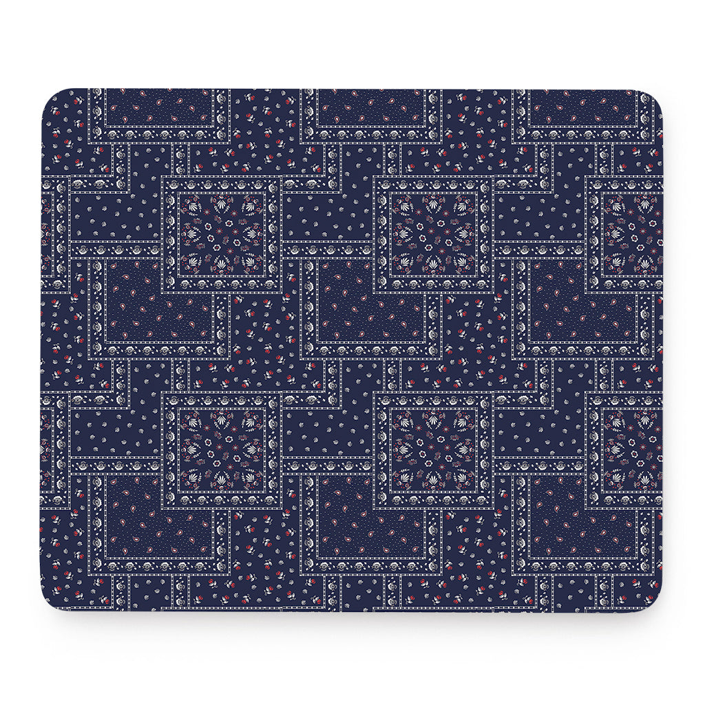 Blue Floral Patchwork Pattern Print Mouse Pad