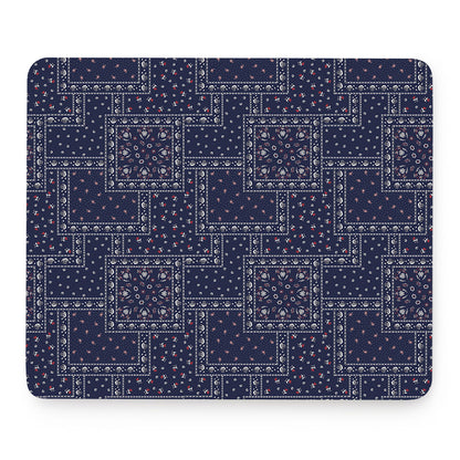 Blue Floral Patchwork Pattern Print Mouse Pad