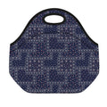 Blue Floral Patchwork Pattern Print Neoprene Lunch Bag
