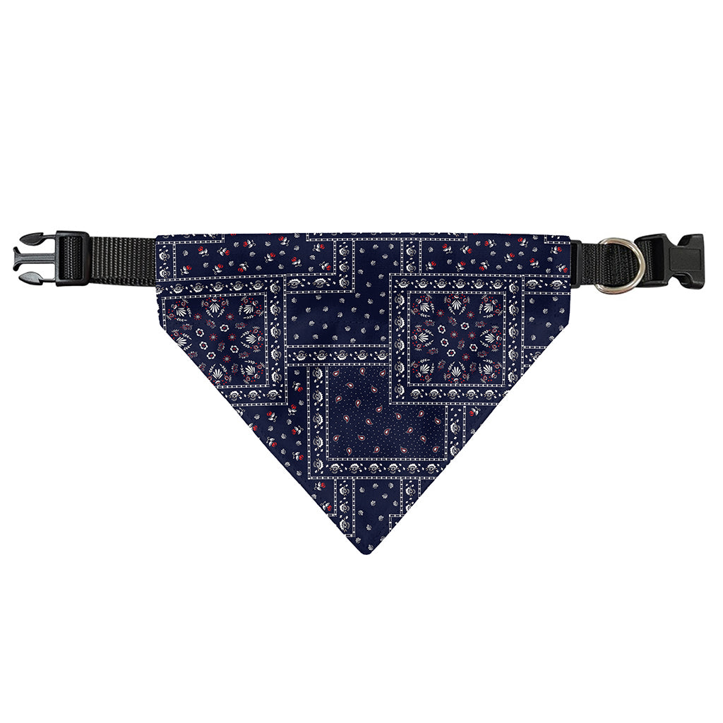 Blue Floral Patchwork Pattern Print Over The Collar Dog Bandana