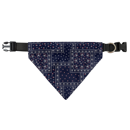 Blue Floral Patchwork Pattern Print Over The Collar Dog Bandana