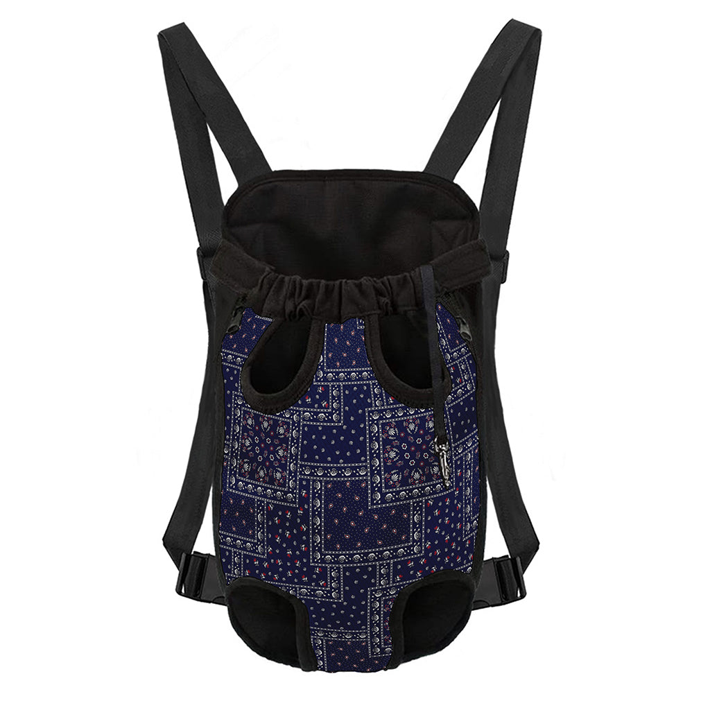 Blue Floral Patchwork Pattern Print Pet Carrier Backpack