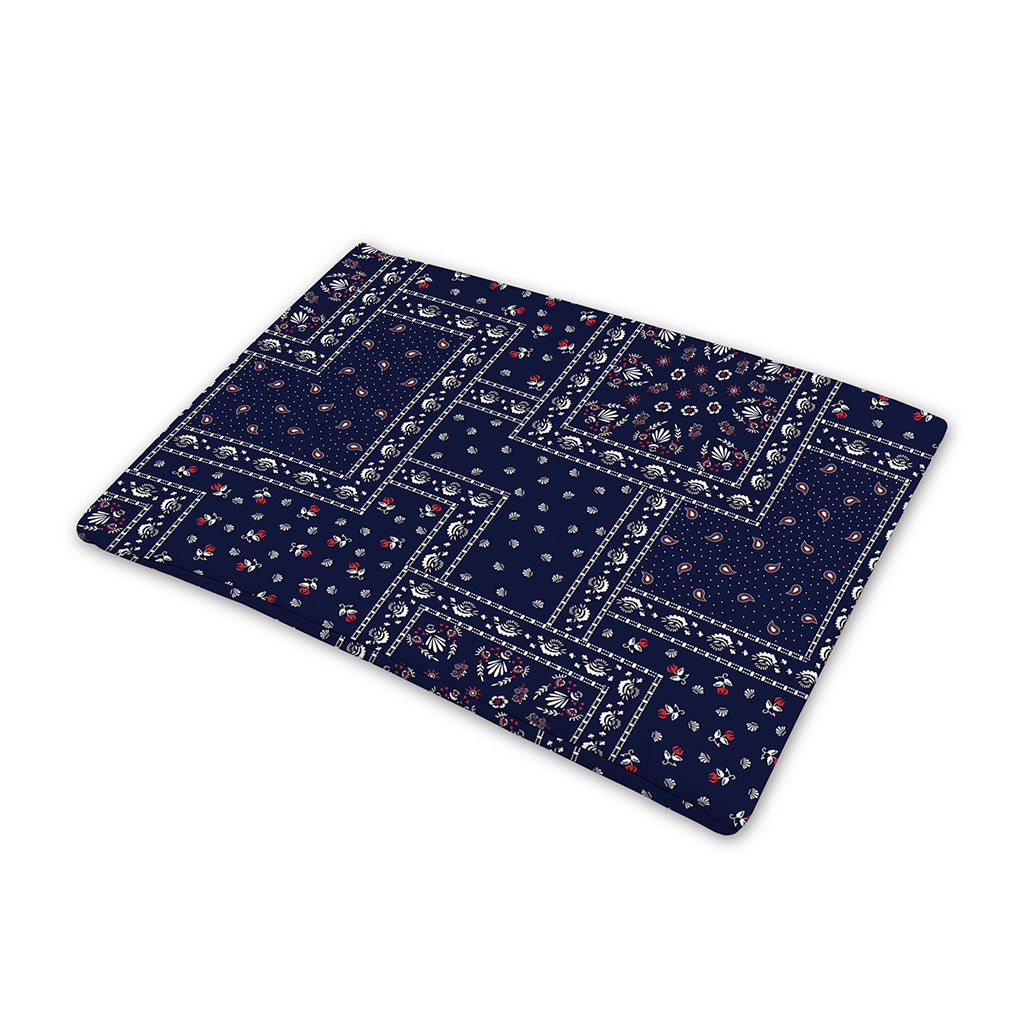 Blue Floral Patchwork Pattern Print Pet Cooling Mat Cover