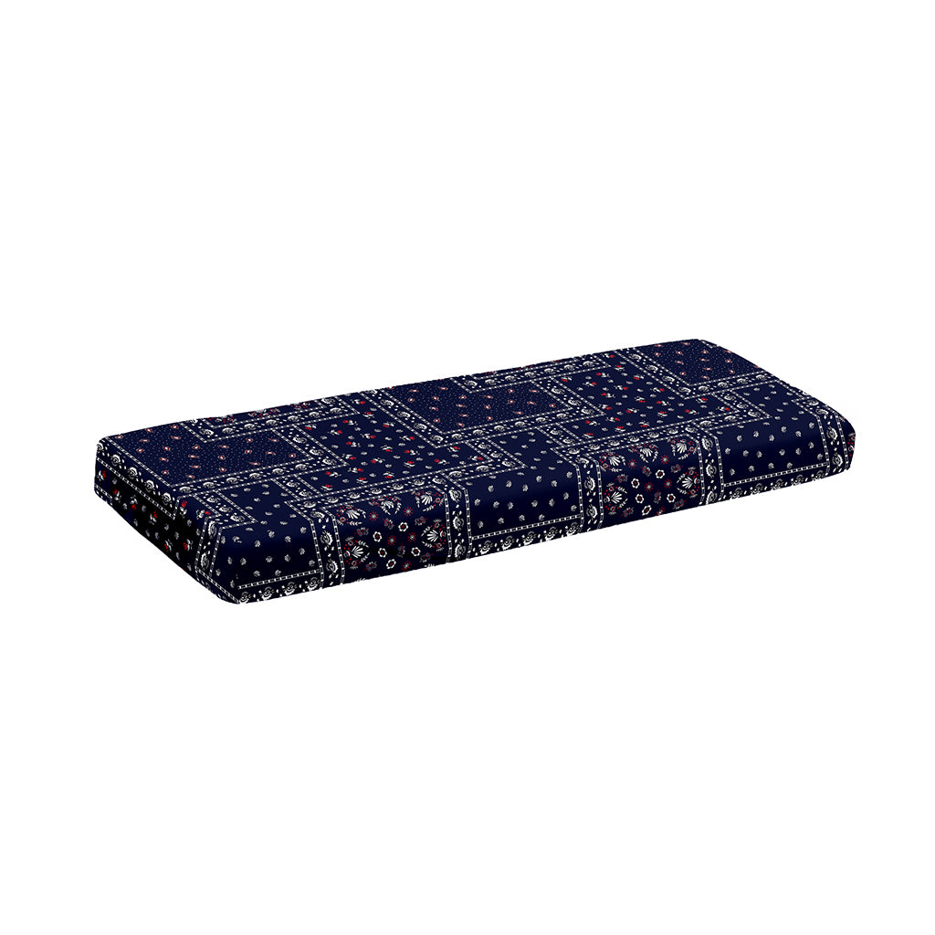 Blue Floral Patchwork Pattern Print Piano Keyboard Cover