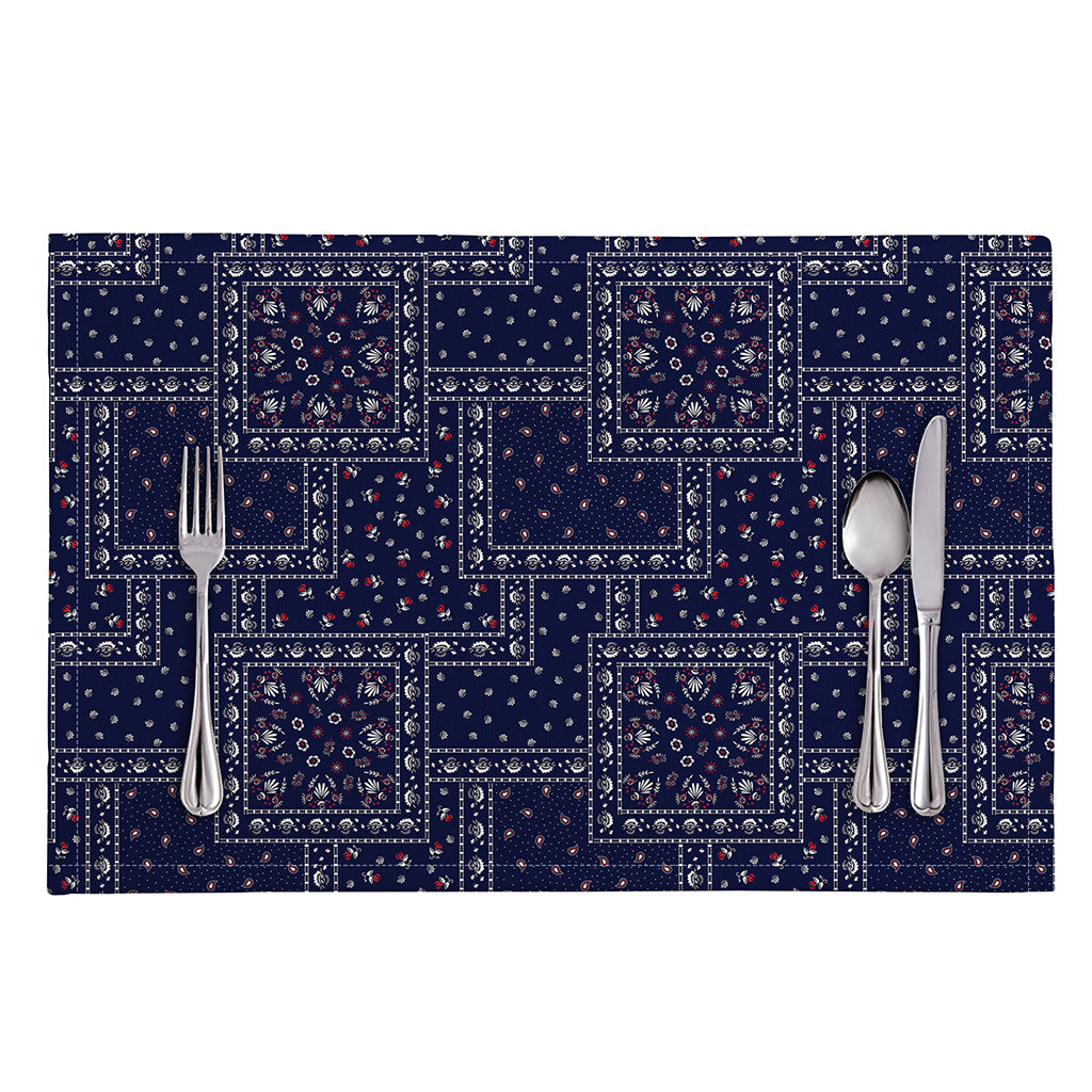 Blue Floral Patchwork Pattern Print Placemat