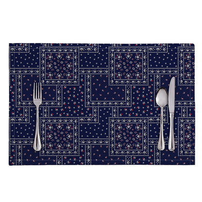 Blue Floral Patchwork Pattern Print Placemat