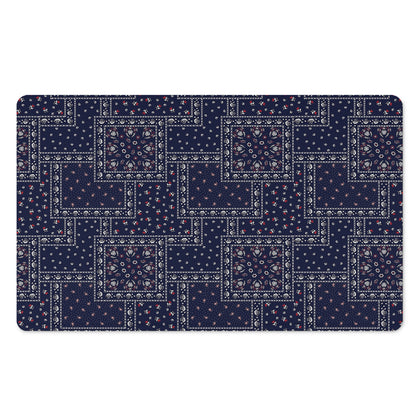 Blue Floral Patchwork Pattern Print Polyester Doormat