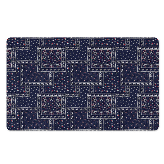 Blue Floral Patchwork Pattern Print Polyester Doormat