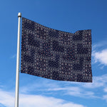 Blue Floral Patchwork Pattern Print Polyester Flag