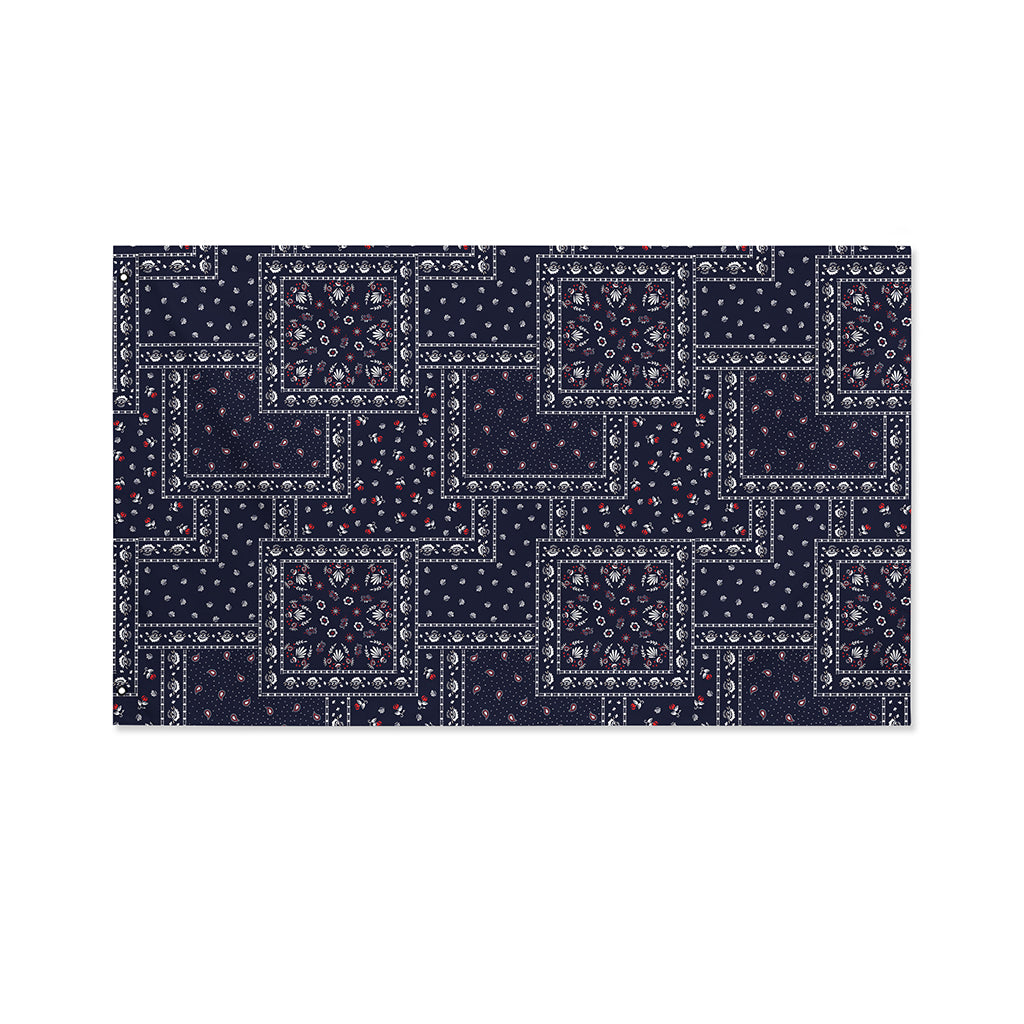 Blue Floral Patchwork Pattern Print Polyester Flag