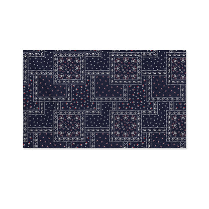 Blue Floral Patchwork Pattern Print Polyester Flag