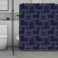 Blue Floral Patchwork Pattern Print Polyester Shower Curtain
