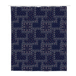 Blue Floral Patchwork Pattern Print Polyester Shower Curtain