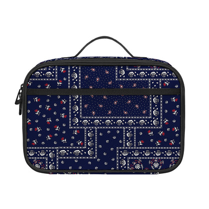 Blue Floral Patchwork Pattern Print Portable Lunch Bag