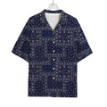 Blue Floral Patchwork Pattern Print Rayon Hawaiian Shirt